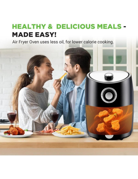 Freidora de Aire NutriChef 2 Cuartos 1000W Antiadherente Negra