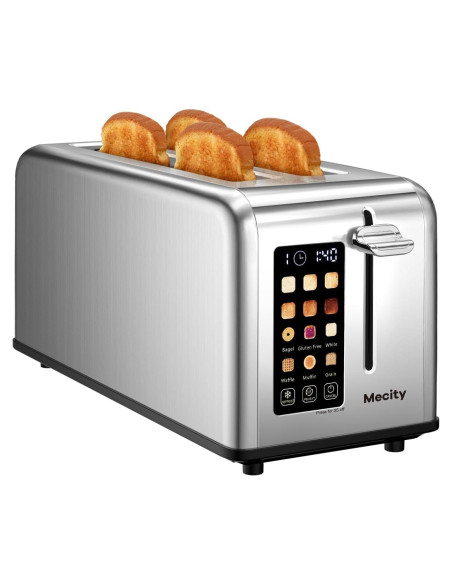 Tostadora Mecity T-78A de 4 Rebanadas Acero Inoxidable 1400W