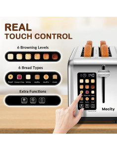 Tostadora Mecity T-78A de 4 Rebanadas Acero Inoxidable 1400W 2