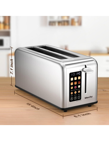 Tostadora Mecity T-78A de 4 Rebanadas Acero Inoxidable 1400W