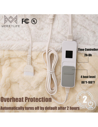 Manta Calentada MERRYLIFE 127x152 cm Beige 4 Niveles Calor