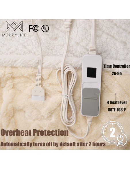 Manta Calentada MERRYLIFE 127x152 cm Beige 4 Niveles Calor