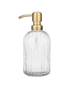 Dispensador de Jabón de Vidrio Estriado Rail19 354ml Latón