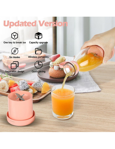 Batidora Portátil Fulangpa RX-05 Rosa 360ml USB Inalámbrica