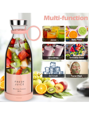 Batidora Portátil Fulangpa RX-05 Rosa 360ml USB Inalámbrica