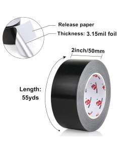 Cinta de Aluminio Negra BOMEI PACK 5 cm x 50 m para HVAC 2
