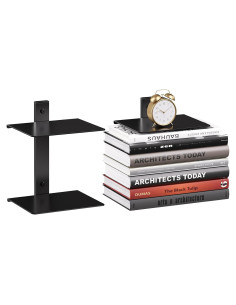 Estante Flotante de Libros ART-GIFTREE Negro 2 Niveles