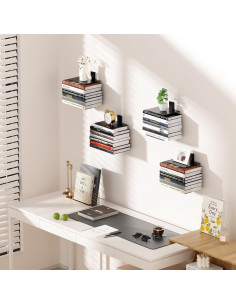 Estante Flotante de Libros ART-GIFTREE Negro 2 Niveles 2