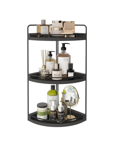 Organizador de Esquina para Baño Fixwal de Madera Rústica 3 Niveles