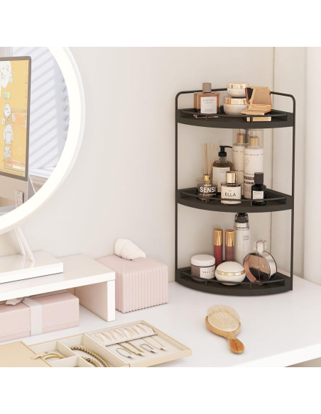 Organizador de Esquina para Baño Fixwal de Madera Rústica 3 Niveles Organizador de Esquina para Baño Fixwal de Madera Rústica 3 Niveles