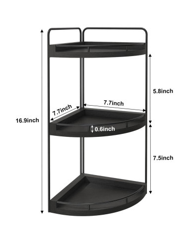 Organizador de Esquina para Baño Fixwal de Madera Rústica 3 Niveles