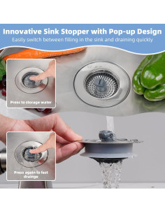 Filtro de Drenaje de Fregadero Hibbent 2 Pack Acero Inoxidable 2