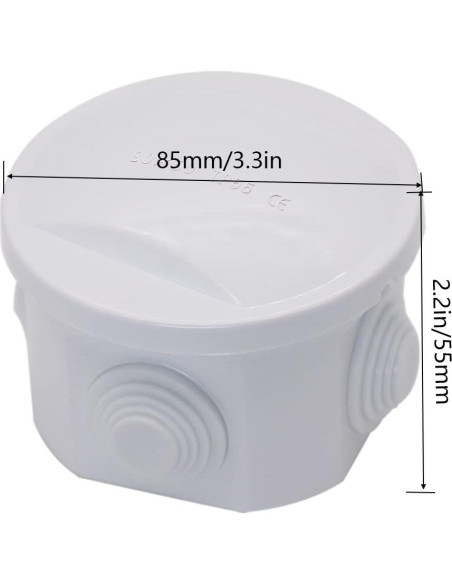 Caja de Conexiones Zulkit IP55 Plástico ABS 80x50mm Blanca
