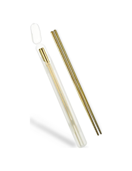 Palillos de Titanio Reutilizables MUMSUNG 23cm Oro Antideslizantes