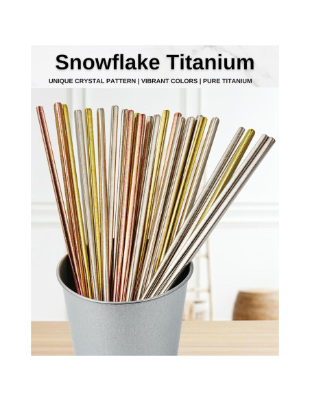 Palillos de Titanio Reutilizables MUMSUNG 23cm Oro Antideslizantes