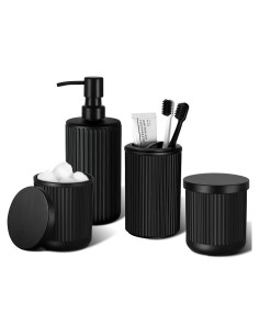 Juego de Accesorios de Baño KASUNTING Negro Mate 4 Piezas