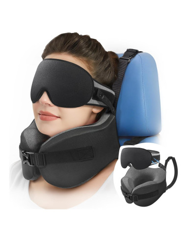 Almohada de Viaje YFONG con Máscara de Ojos 3D Negra