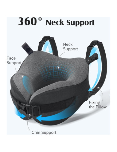 Almohada de Viaje YFONG con Máscara de Ojos 3D Negra