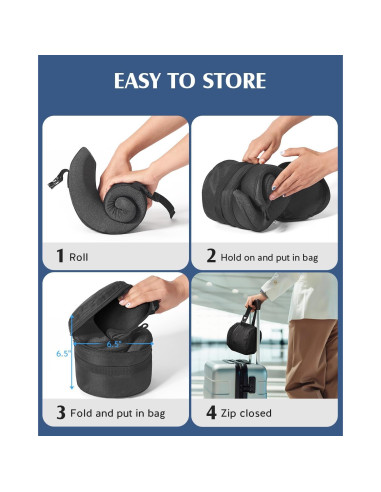 Almohada de Viaje YFONG con Máscara de Ojos 3D Negra