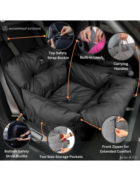Asiento de Coche para Perros Jacko & Co - Negro Pequeño hasta 11.34 kg Asiento de Coche para Perros Jacko & Co - Negro Pequeño hasta 11.34 kg