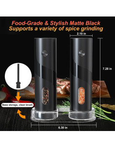 Juego de Molinillos Eléctricos de Sal y Pimienta JIDSPWLS 2 Piezas 2