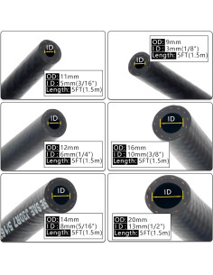 Kit Manguera Combustible Shineyoo 1.52m 6 Tamaños + 30 Abrazaderas 2