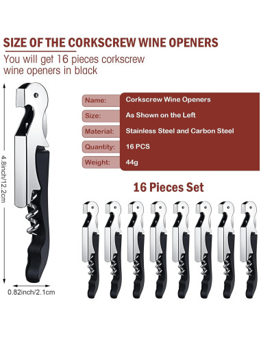 Abridor de Botellas Honoson Negro 16 Piezas Acero