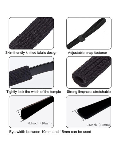 Correa para Gafas SHINKODA Ajustable 6 Piezas Negro