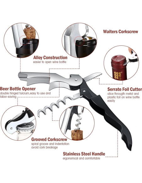 Abridor de Botellas Honoson Negro 16 Piezas Acero