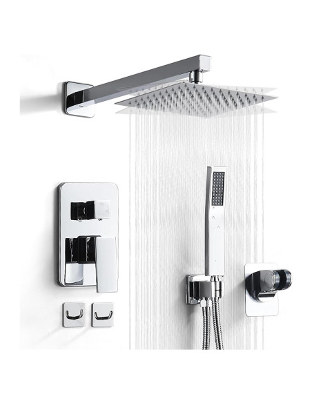 Sistema de Ducha de Lluvia RTTWYYUU 20.32 cm Cromo Montaje en Pared