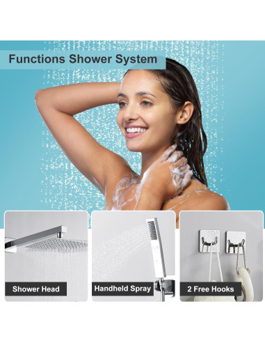 Sistema de Ducha de Lluvia RTTWYYUU 20.32 cm Cromo Montaje en Pared