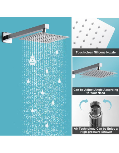 Sistema de Ducha de Lluvia RTTWYYUU 20.32 cm Cromo Montaje en Pared