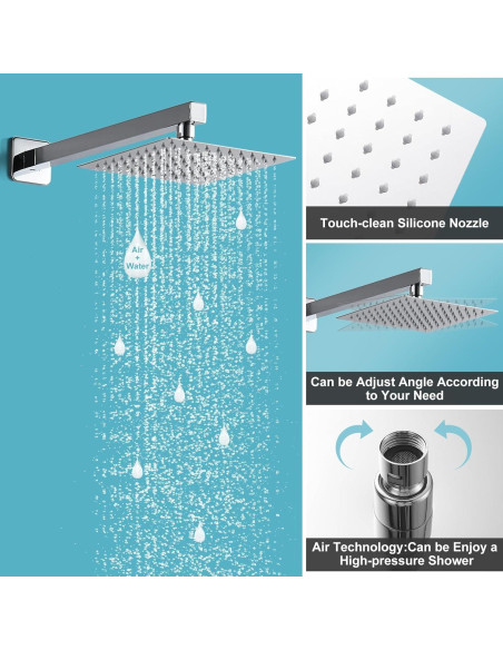 Sistema de Ducha de Lluvia RTTWYYUU 20.32 cm Cromo Montaje en Pared
