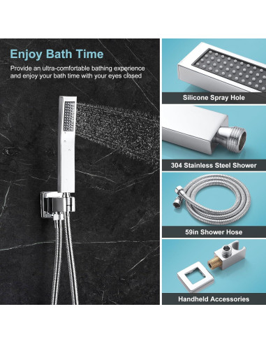 Sistema de Ducha de Lluvia RTTWYYUU 20.32 cm Cromo Montaje en Pared