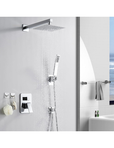 Sistema de Ducha de Lluvia RTTWYYUU 20.32 cm Cromo Montaje en Pared