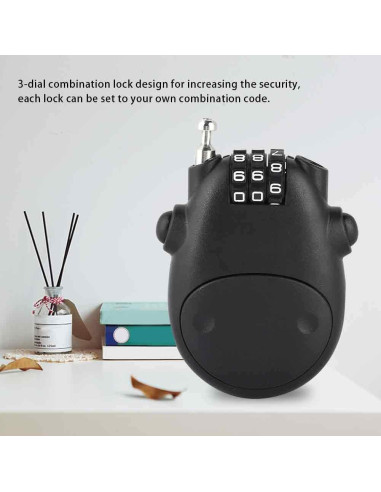 Candado de Combinación Diyeeni Negro 3 Dígitos Cable 80cm