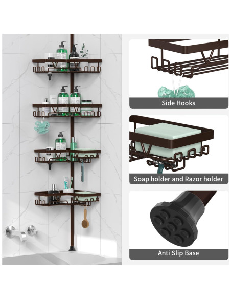 Organizador de Ducha Esquinero DAOYA 4 Niveles Acero Inoxidable