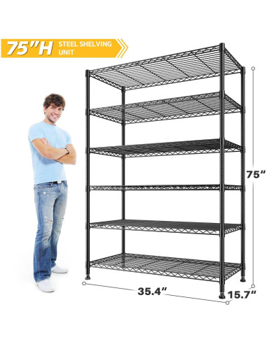 Estantería de Almacenamiento REIBII 75''H Metal 1200LBS 6 Niveles