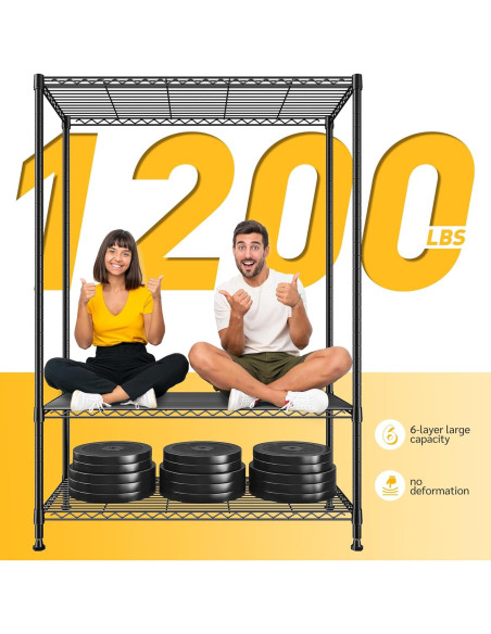 Estantería de Almacenamiento REIBII 75''H Metal 1200LBS 6 Niveles