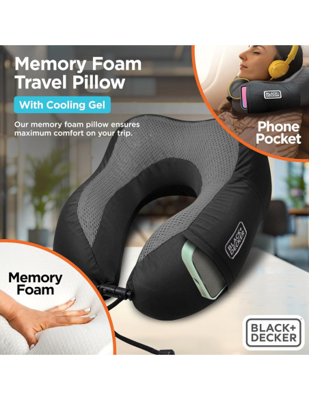 Almohada de Cuello BLACK+DECKER Espuma Memoria Gel Refrigerante