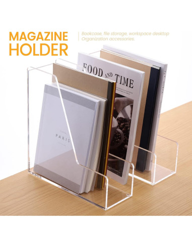 Soporte para Revistas Acrílico Transparente HeZone - 2 Piezas A4