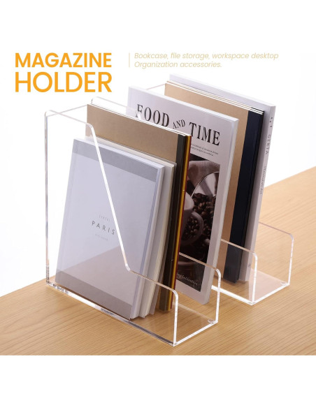 Soporte para Revistas Acrílico Transparente HeZone - 2 Piezas A4