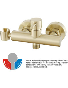 Rociador de Bidet de Mano Gaosin Oro Cepillado Agua Caliente 2