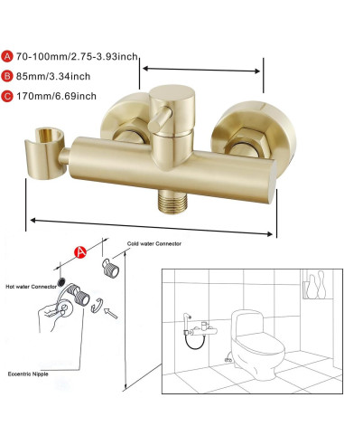 Rociador de Bidet de Mano Gaosin Oro Cepillado Agua Caliente