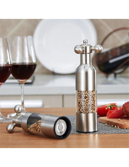 Molino de Sal y Pimienta Lausixy Ajustable Acero Inoxidable 20cm