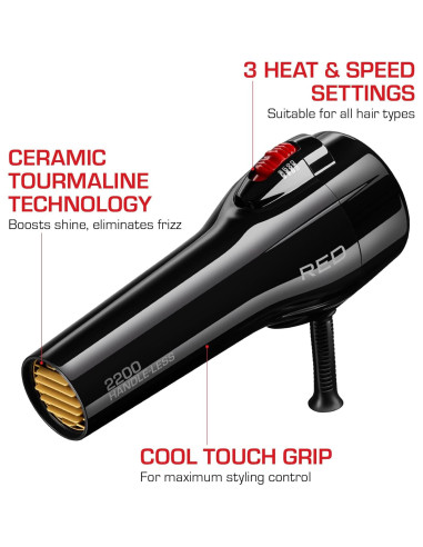 Secador de Pelo Sin Mango RED by Kiss 2200W Cerámica Turmalina