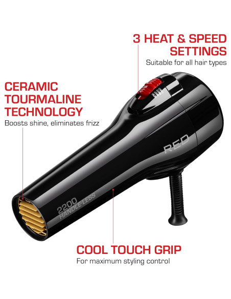 Secador de Pelo Sin Mango RED by Kiss 2200W Cerámica Turmalina