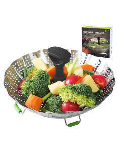 Cesta de Vapor de Acero Inoxidable 18 cm Plegable para Verduras