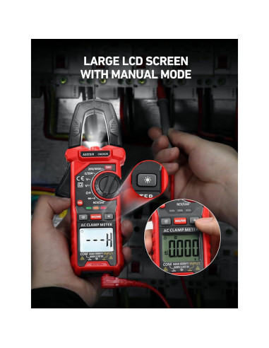 Medidor de Pinza Digital AstroAI 2000 Cuentas AC/DC Negro