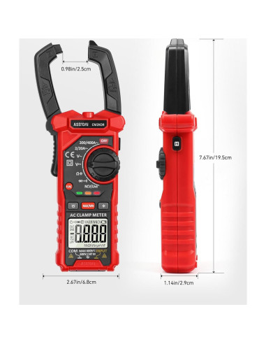 Medidor de Pinza Digital AstroAI 2000 Cuentas AC/DC Negro